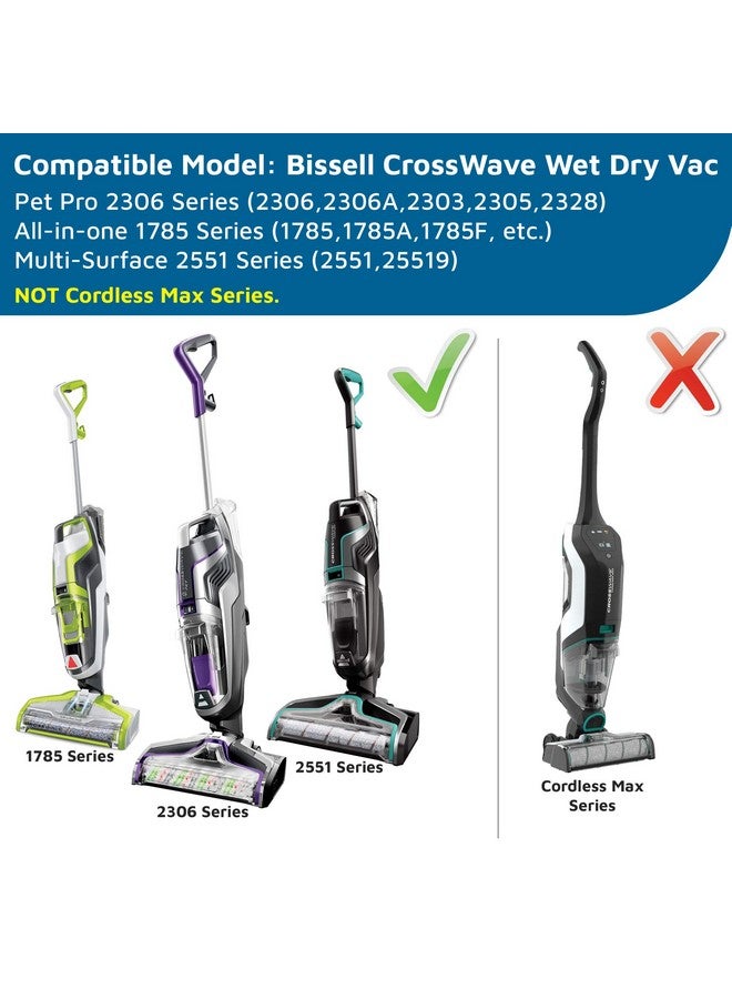 F Flammi Replacements Part Compatible with BISSELL CrossWave Wet Dry Vacuum, CrossWave PET PRO and CrossWave Cordless Accessories (2 Multi-Surface Pet Brush Rolls+2 Filters) - Image 2