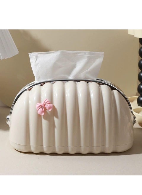 Stylish Handbag-Style Tissue Box With A Zipper For Easy Use And Tissue Storage.