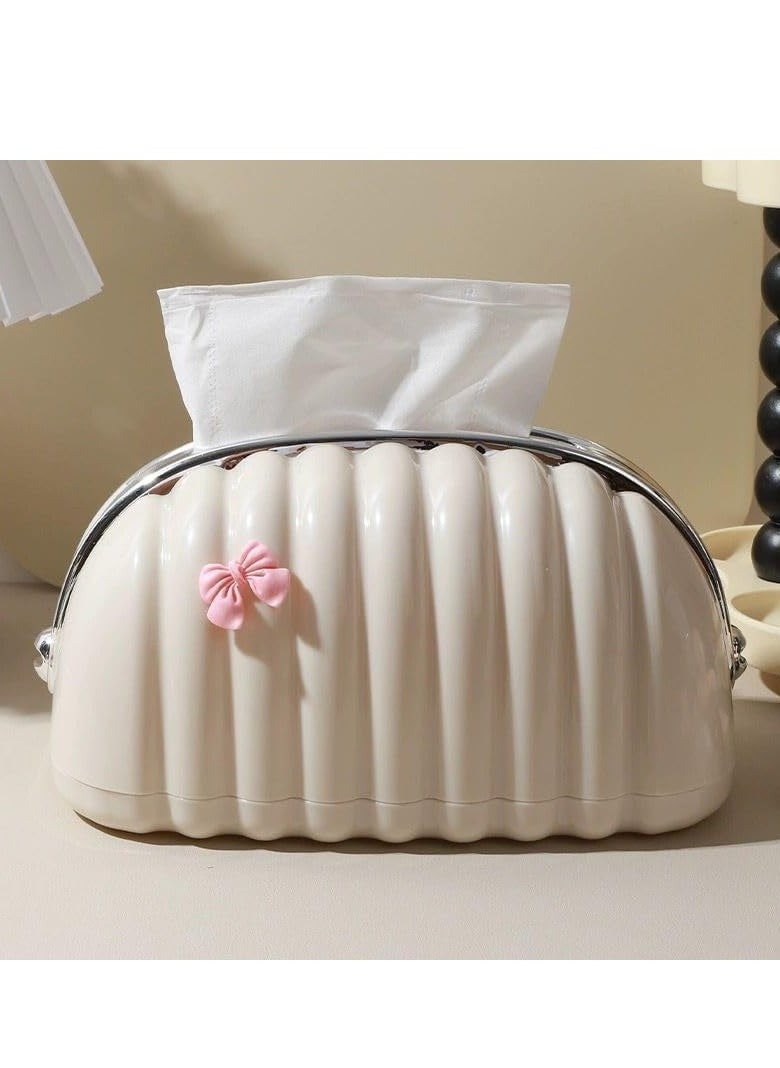 Stylish Handbag-Style Tissue Box With A Zipper For Easy Use And Tissue Storage.