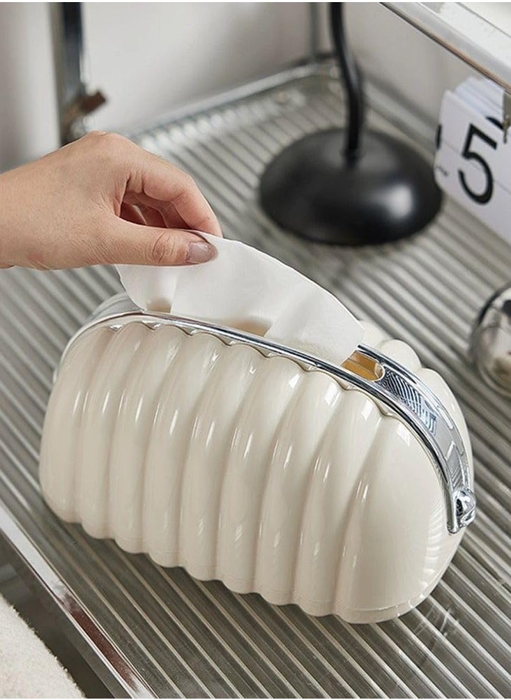 Stylish Handbag-Style Tissue Box With A Zipper For Easy Use And Tissue Storage.