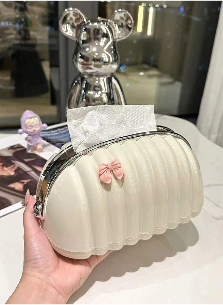 Stylish Handbag-Style Tissue Box With A Zipper For Easy Use And Tissue Storage.