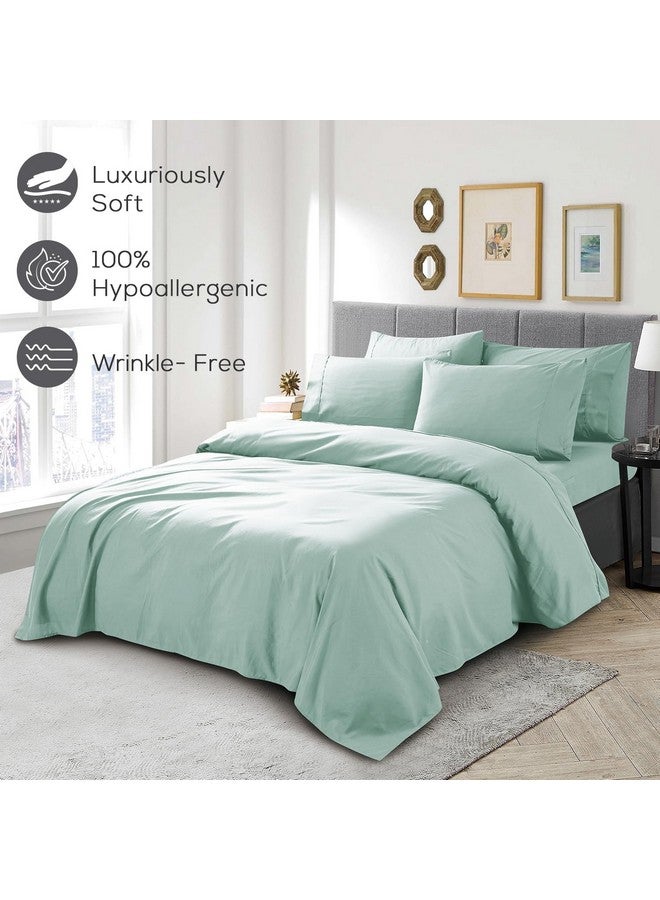 Mueller Mueller Luxury 6 Piece Queen Sheet Set - Ultra-Soft 1800 Series, Cooling & Breathable Hotel Quality Bed Sheets, Deep Pocket up to 16" - Hypoallergenic, Wrinkle-Resistant, Oeko-TEX, Light Teal  - Image 5