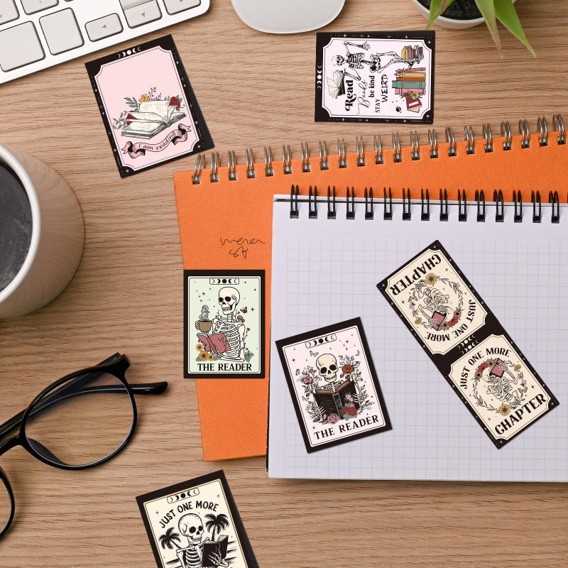 Wxiben Skeleton Magnetic Bookmark Gifts - 8Pcs Skull Flower Bookmarks Magnetic Skeleton Reading Book Mark Magnets Bookmark Page Markers Clip for Women Book Lover Bookish Reader Students Teachers - Image 5