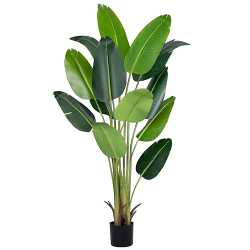 CETRD Artificial Bird of Paradise Plant 6Ft Fake Tropical Palm Tree with 13Trunks Faux Banana Leaf Trees in Pot for Home Indoor Outdoor Office Modern Decor Housewarming Gift - Image 1
