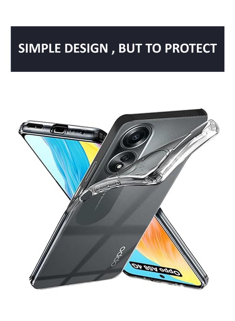 NAFCO For Oppo A58 5G  - Transparent Silicone Drop-Proof Clear Protective Phone Cover - Transparent - Image 2