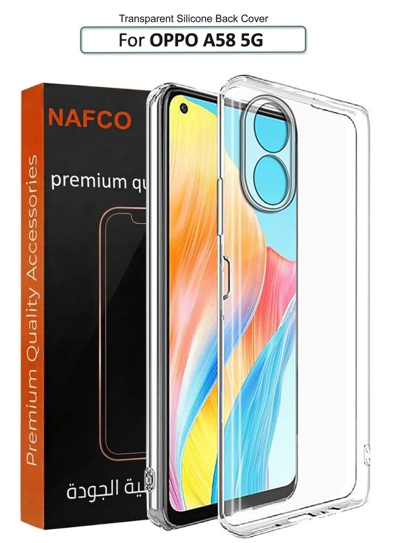 NAFCO For Oppo A58 5G  - Transparent Silicone Drop-Proof Clear Protective Phone Cover - Transparent - Image 1