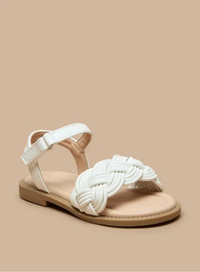 جونيورز Girls Textured Sandals With Hook And Loop Closure