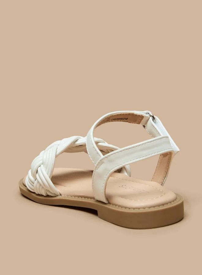 JUNIORS Girls Textured Sandals With Hook And Loop Closure