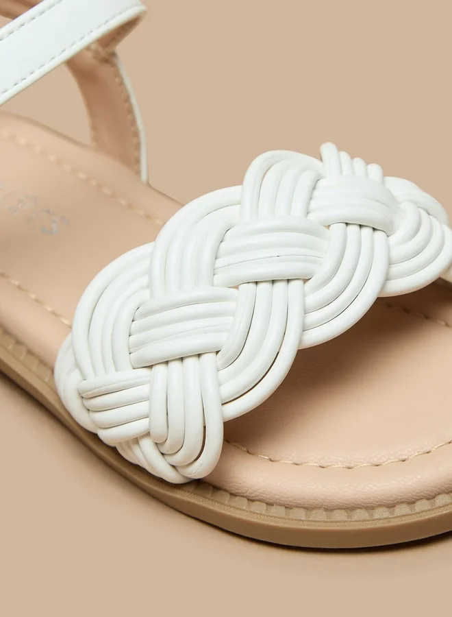 JUNIORS Girls Textured Sandals With Hook And Loop Closure