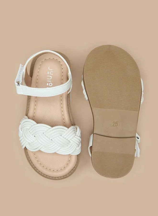 JUNIORS Girls Textured Sandals With Hook And Loop Closure