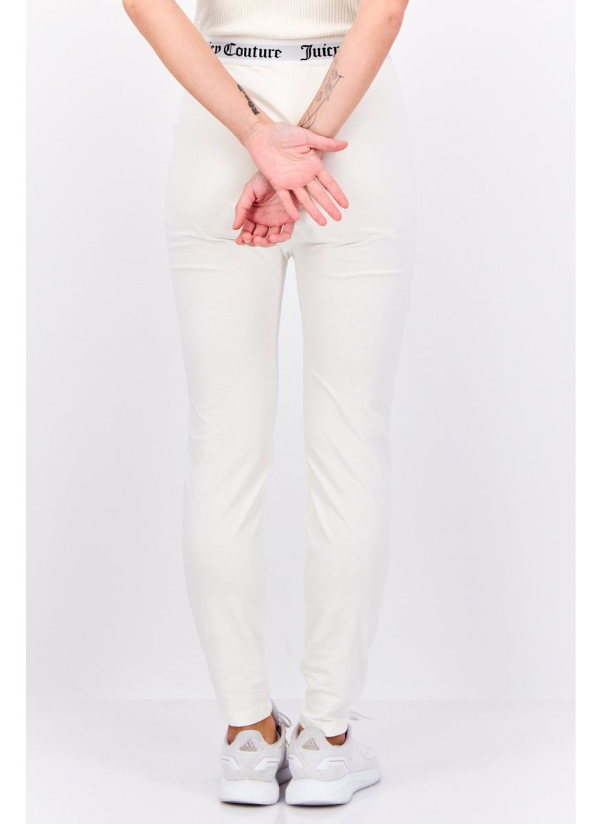Juicy Couture Women Brand Logo Pull-On Leggings, Off White  - Image 3