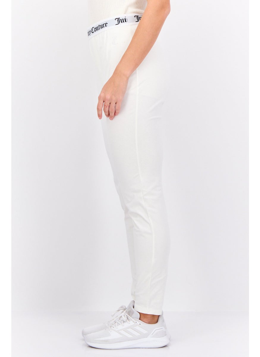 Juicy Couture Women Brand Logo Pull-On Leggings, Off White  - Image 2