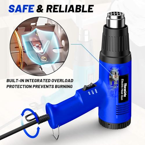 Themisto TH-HG300 2000W Heat Gun Machine | Variable Temperature 80°C to 650°C | Copper Motor | Extra Long Nozzle for Safety | Hot Air Gun Machine - Image 3