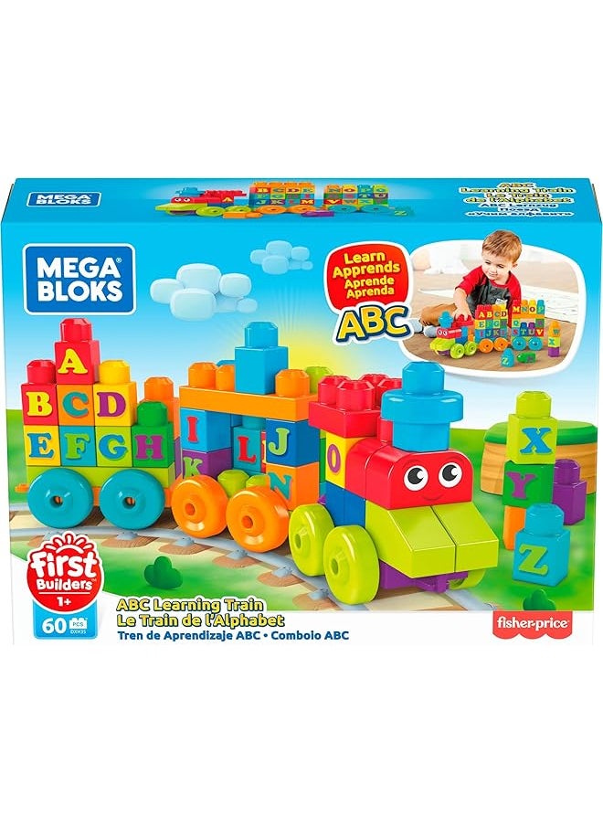 ميجا - قطار التعلم ABC من First Builders مع مكعبات بناء كبيرة للأطفال الصغار 60 قطعة - Image 1