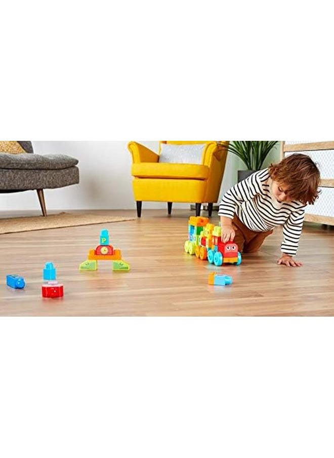 ميجا - قطار التعلم ABC من First Builders مع مكعبات بناء كبيرة للأطفال الصغار 60 قطعة - Image 1