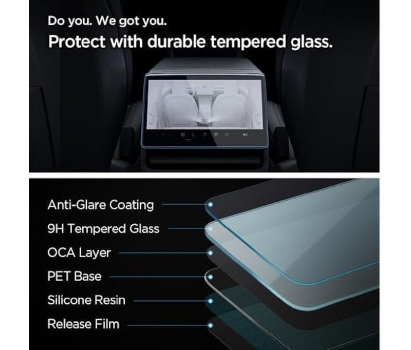 Spigen Tempered Glass Screen Protector [GLAStR Slim] designed for Tesla Model 3 (2024) Highland 8 inch REAR Touchscreen - Matte/Anti Glare/Anti Finger Print - Image 4