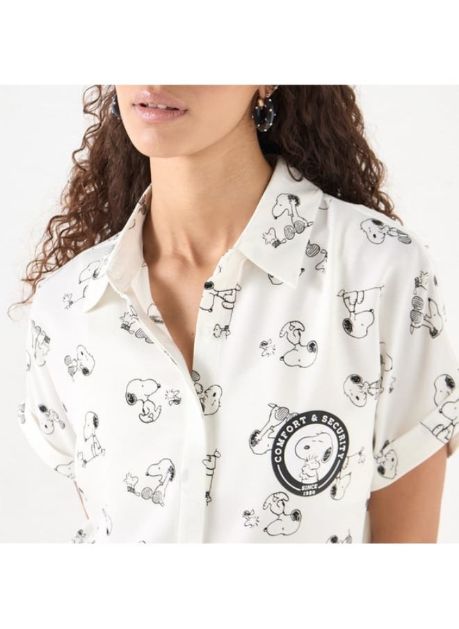 SP Characters Snoopy Print Shirt with Extended Sleeves  - Image 1