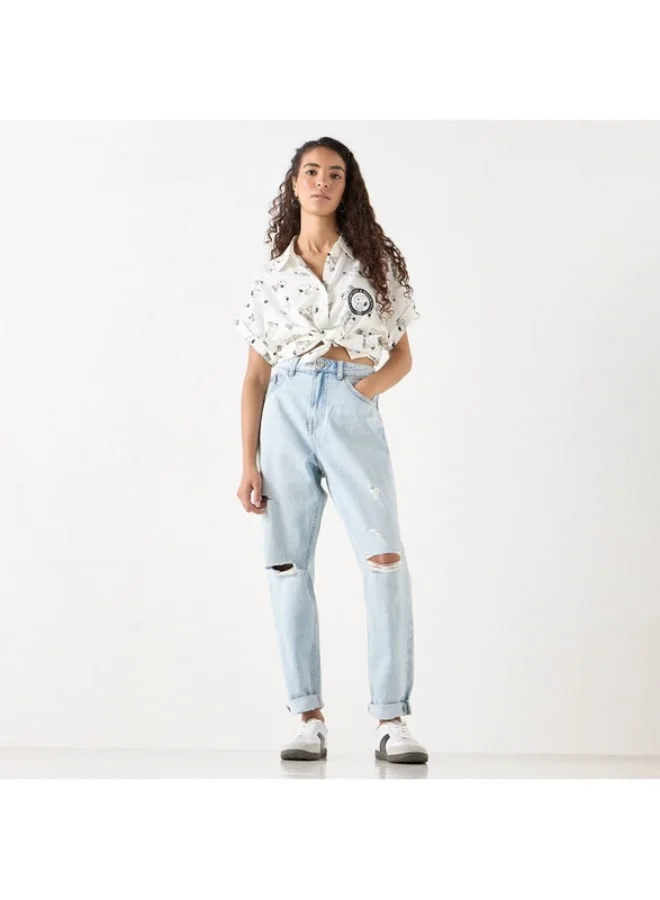 SP Characters Snoopy Print Shirt with Extended Sleeves