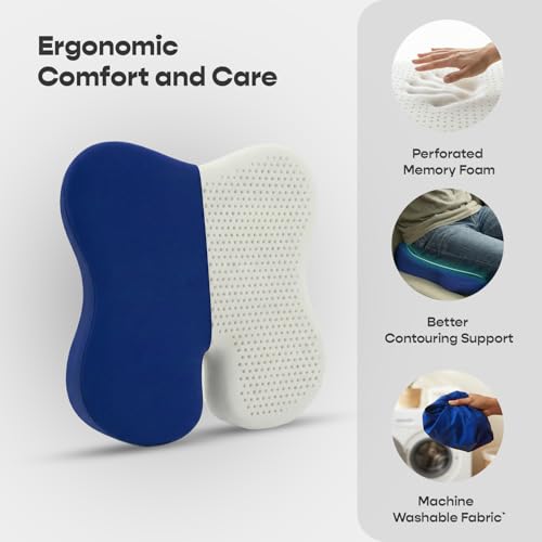 SleepyCat Slim Seat Cushion | Wide Ergonomic Car Cushion | Perforated Memory Foam | Compatible Ventilated A/C Seats | Anti-Skid Base | Premium Nylon Cover | Long Drive Support Comfort | Blue - Image 3