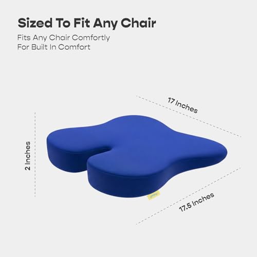 SleepyCat Slim Seat Cushion | Wide Ergonomic Car Cushion | Perforated Memory Foam | Compatible Ventilated A/C Seats | Anti-Skid Base | Premium Nylon Cover | Long Drive Support Comfort | Blue - Image 2