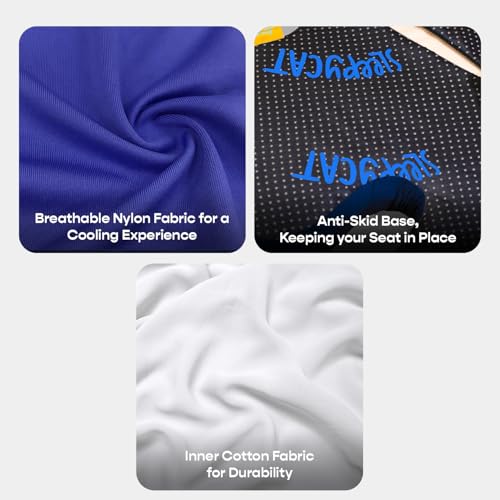 SleepyCat Slim Seat Cushion | Wide Ergonomic Car Cushion | Perforated Memory Foam | Compatible Ventilated A/C Seats | Anti-Skid Base | Premium Nylon Cover | Long Drive Support Comfort | Blue - Image 5