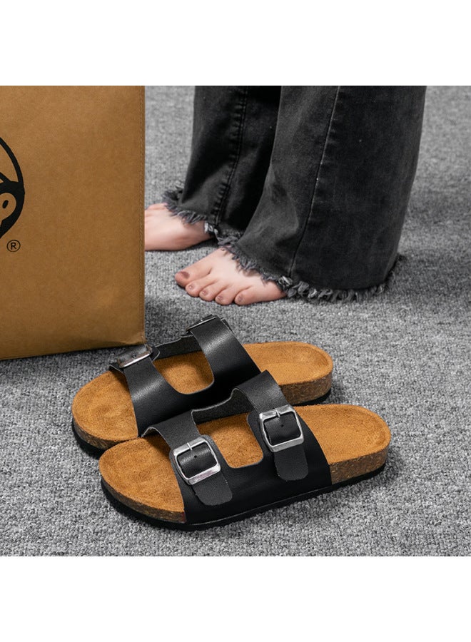 Popular Birkenstock Children's Sandals Thick-soled Girls' Double-strap Non-slip Korean-style Outdoor Casual Cork Sandals