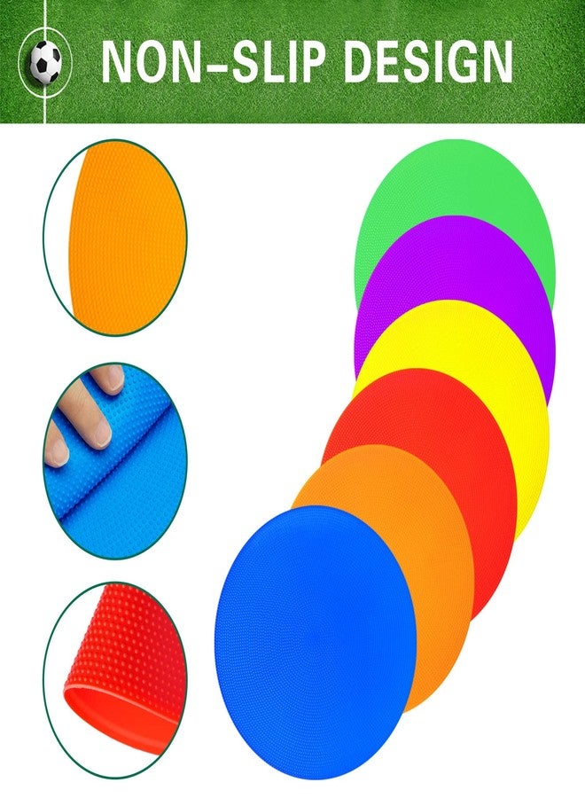 PIKZH Poly Spot Markers 9.05 inch 12 Pcs Non-Slip Rubber Agility Training Markers Floor Dots Flat Field Cones for Football, Soccer, Basketball, School Exercise Drills, Dance Practice - Image 2