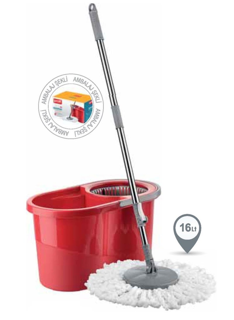 Proff - 360 Degree Rotating Spin Mop And Bucket Set red 16 liter - Image 1