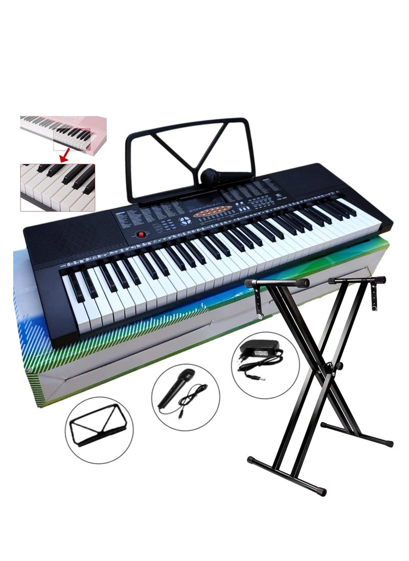 Mike Music 61-Key Teaching Electronic Keyboard with Adjustable Stand and Microphone, 33-96.5 cm Adjustable Height, 27.9-96.5 cm Adjustable Width - YM-288  - Image 1