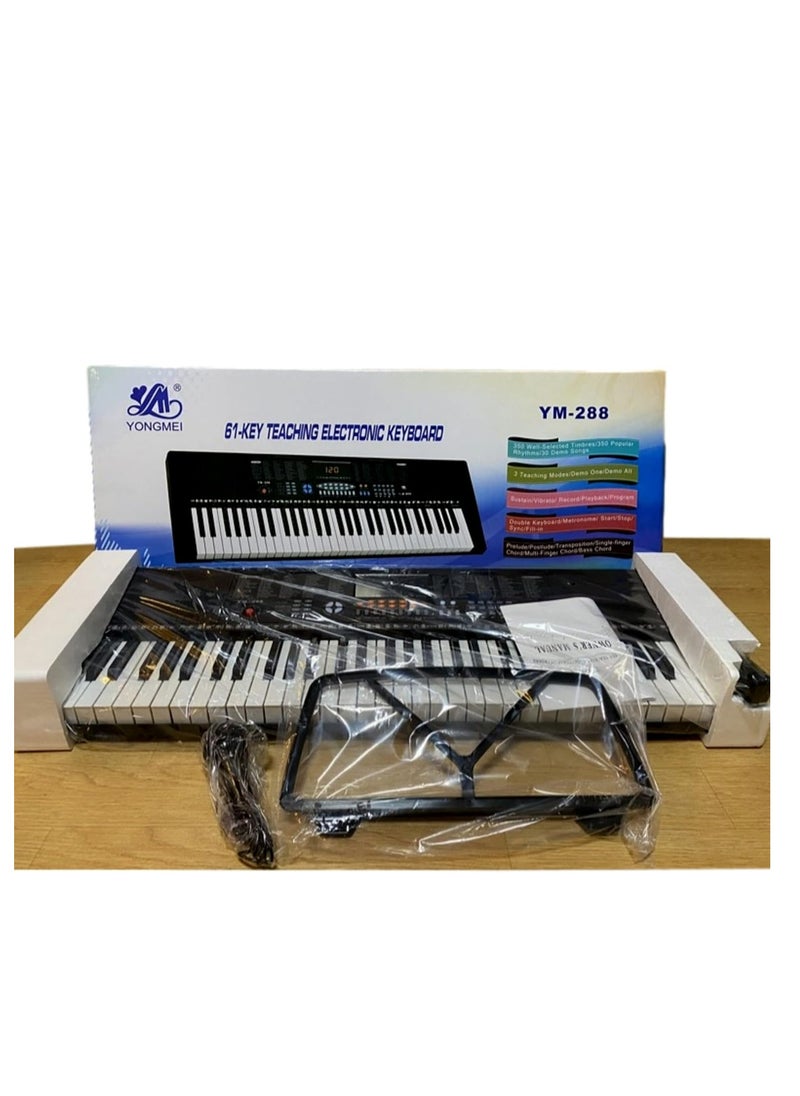 Mike Music 61-Key Teaching Electronic Keyboard with Adjustable Stand and Microphone, 33-96.5 cm Adjustable Height, 27.9-96.5 cm Adjustable Width - YM-288  - Image 2