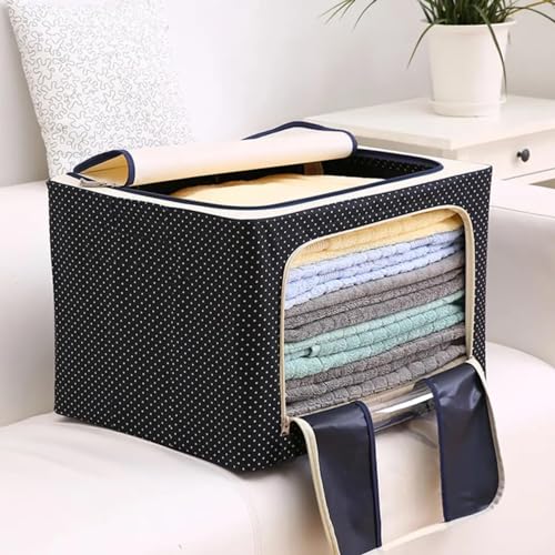 Fuelbyte Steel Frame Wardrobe Organizer for Clothes with Metal Frame Rectangle Storage Baskets for Clothing Fabric Storage Box with Handles Shelf Basket for Storage Clothes Pants Jeans (66 LTR, 1 pcs) - Image 1