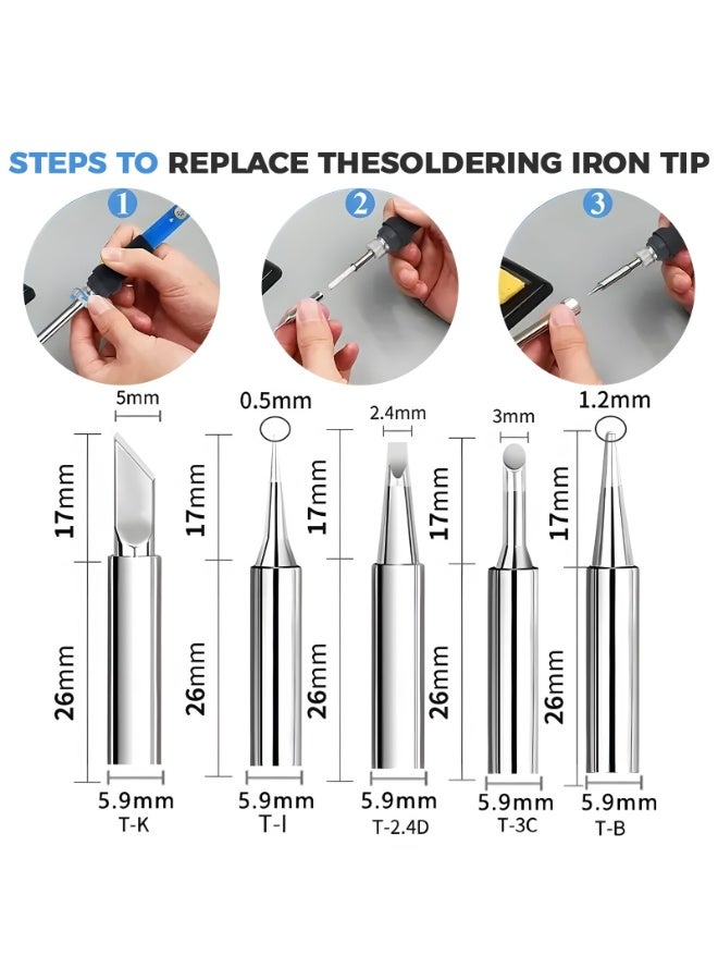 SANMUGEED Electric Soldering Iron, Temperature Adjustable Electric Welding Iron Gun with 5 Precision Tip - Image 2