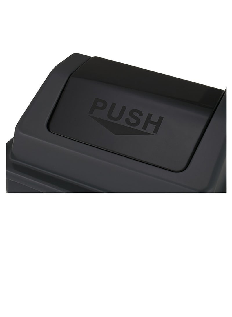 ماركولو سلة نفايات 30 لتر بغطاء دفع – رمادي | حاوية قمامة بلاستيكية متينة ومقاومة للأشعة فوق البنفسجية للاستخدام المنزلي والمكتبي - Image 2