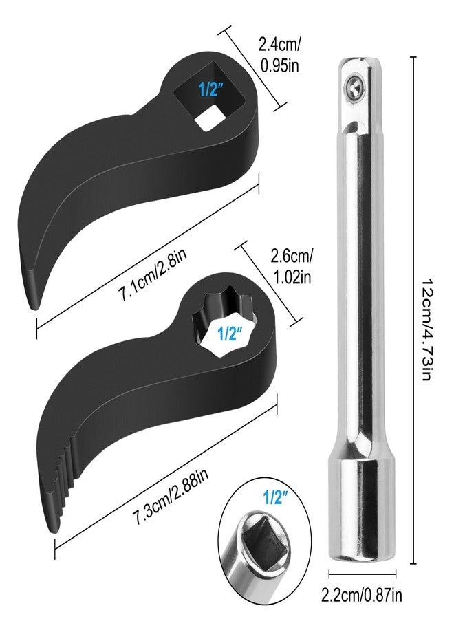 Linkstyle 3pcs Pry Bar Wrench Adapter, 1/2" Drive Crowbar Adapter Head, Half Shaft Removal Tool for Tight Spaces with Extension Bar - Image 2