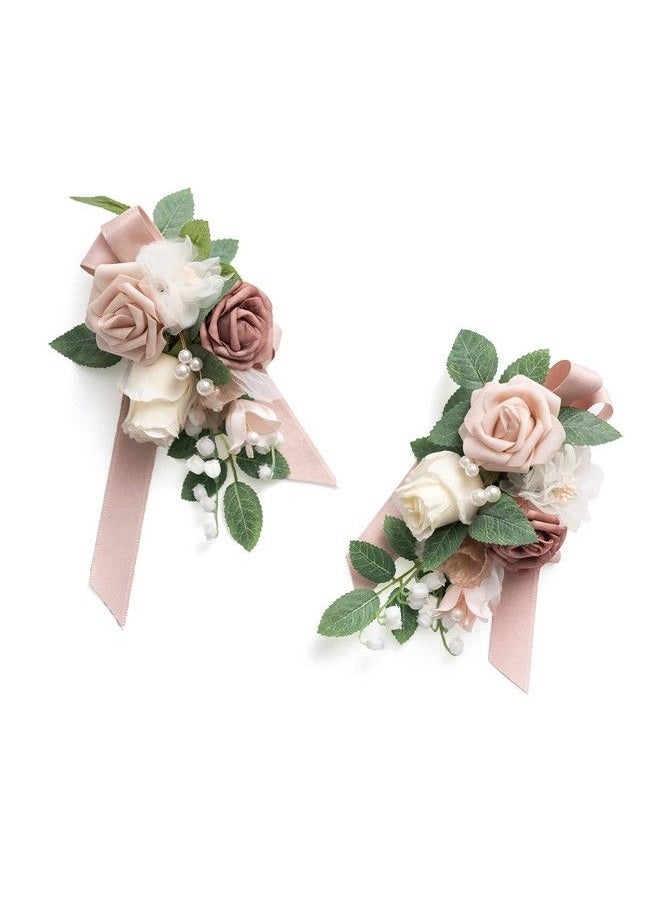Ling's moment - Dusty Rose & Blush Floral Shoulder Corsages Mother Of The Bride Corsage Set Of 2 For Wedding Ceremony Anniversary Formal Dinner Party - Image 1