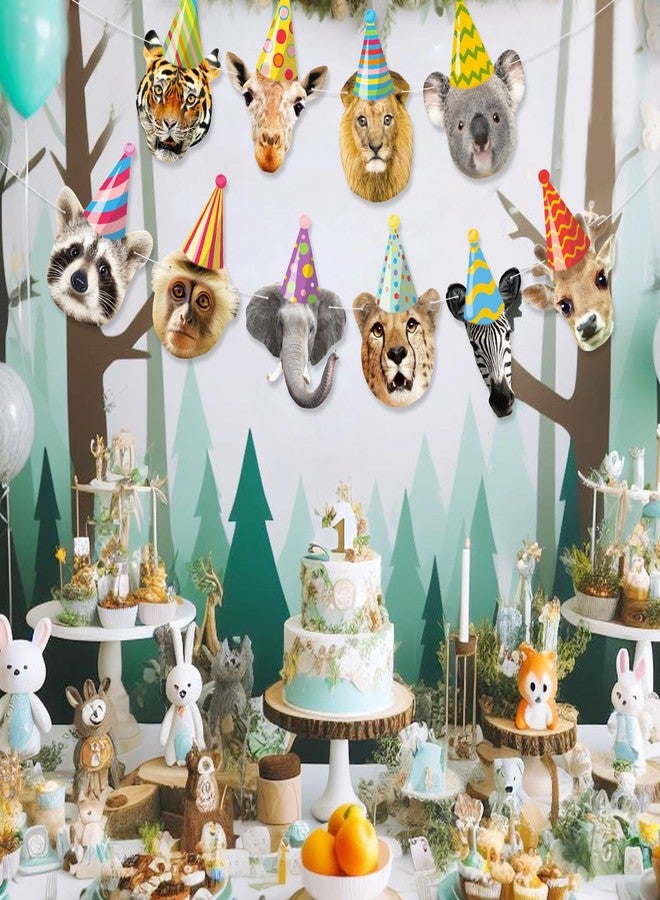 Atiloy Safari Animals Happy Birthday Banner Wild Animal Banners Party Animal Birthday Decorations for Kids Safari Jungle Party Decor Woodland Animals Theme Decorations - Image 4