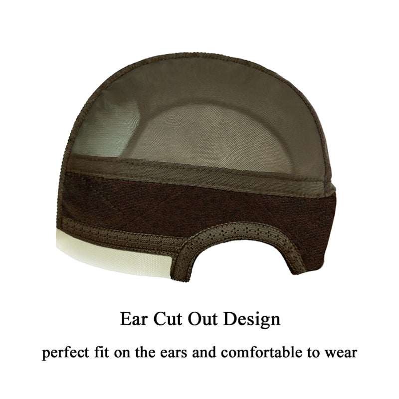 Lace Wig Grip Cap with 4 Pcs HD Wig Caps, 4x5 Transparent Lace Wig Caps for Women Lace Front, Non Slip, Adjustable Grip Cap for Glueless Wigs, Brown - Image 3