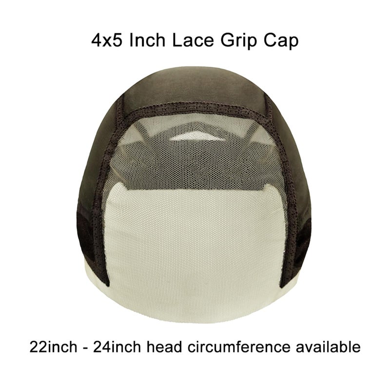 Lace Wig Grip Cap with 4 Pcs HD Wig Caps, 4x5 Transparent Lace Wig Caps for Women Lace Front, Non Slip, Adjustable Grip Cap for Glueless Wigs, Brown - Image 2