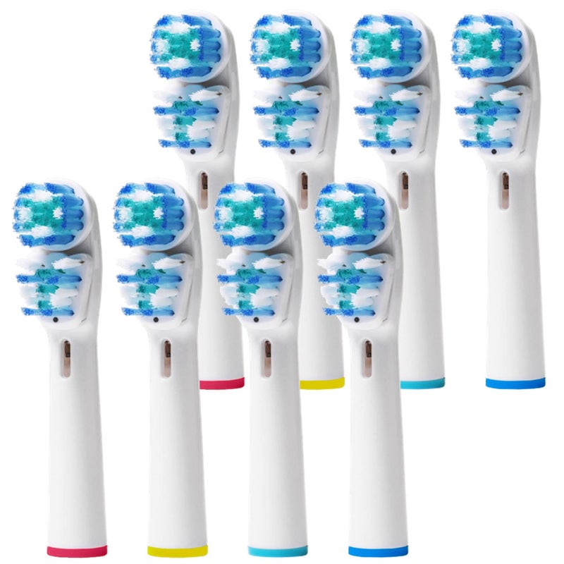 رؤوس فرشاة بديلة Alayna TM متوافقة مع تصميم Oral B Double Clean عبوة من 8 فرش كهربائية بديلة بيضاء