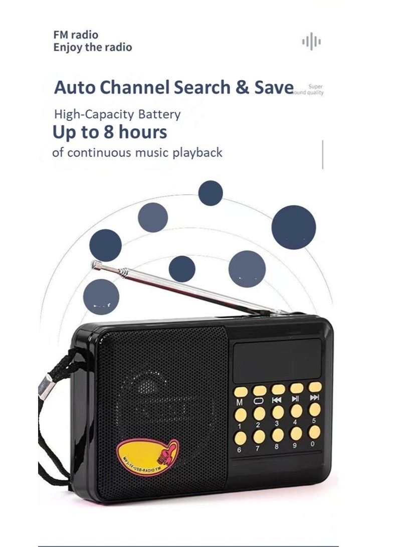 Bluetooth Portable Radio  Digital Selects Music Player with USB/TF/BT, Bulit-In Rechargeable Battery FM Radio Pocket Radio, Large LED Display, Multiple Playback Modes, High Sound Quality - Image 4