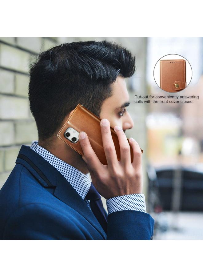 S-TOP Case For iPhone 12 mini Retro Solid Color Leather Buckle Phone Case with Lanyard & Photo Frame & Card Slot & Wallet & Stand Function - Image 4