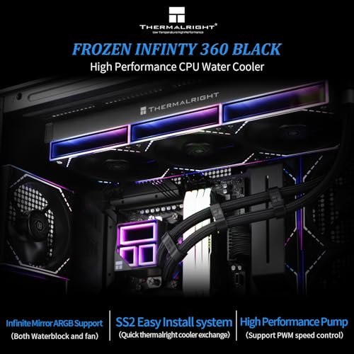 Thermalright Frozen Infinity 360 Black CPU Water Cooler,360 Aio CPU Cooler,Triple TL-M12 PWM Fans,Infinity Mirror CPU Cooling,for AM4/AM5,Intel LGA1851/1700/1150/1151/2011 - Image 2