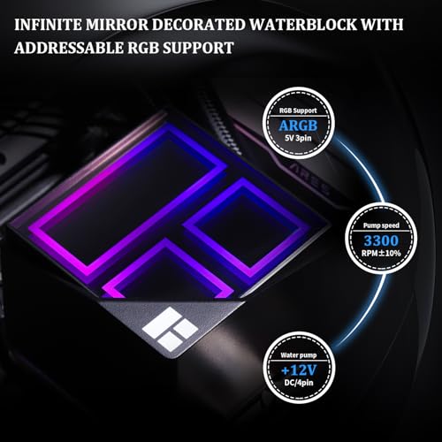 Thermalright Frozen Infinity 360 Black CPU Water Cooler,360 Aio CPU Cooler,Triple TL-M12 PWM Fans,Infinity Mirror CPU Cooling,for AM4/AM5,Intel LGA1851/1700/1150/1151/2011 - Image 3