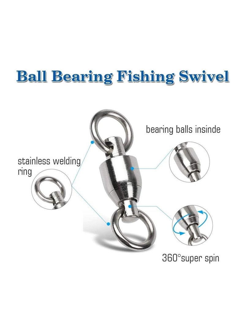 Generic Ball Bearing Swivels Connector, 50 Pcs High Strength Stainless Steel Solid Welded Rings Barrel Saltwater Freshwater Fishing, Fishing Accessories - Image 3