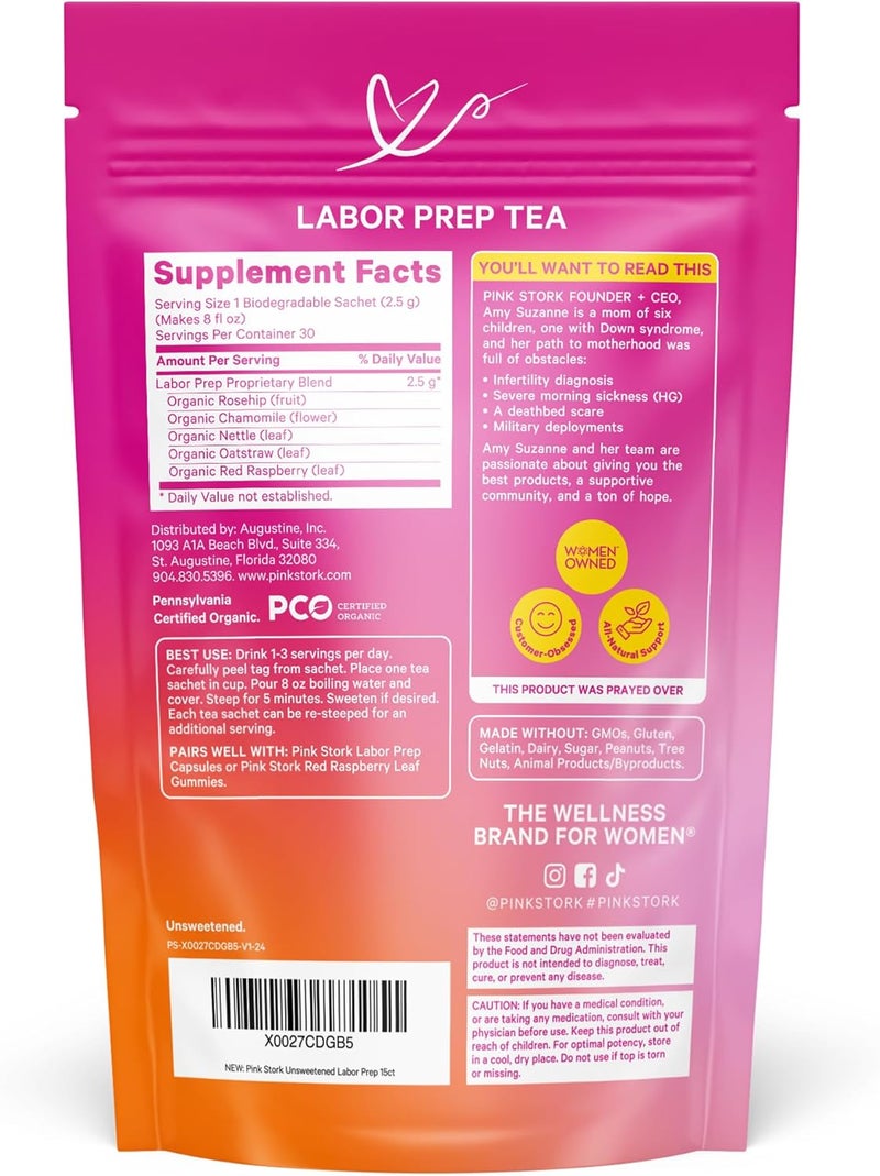 Pink Stork Organic Labor Prep Tea - 15 Sachets - Image 2