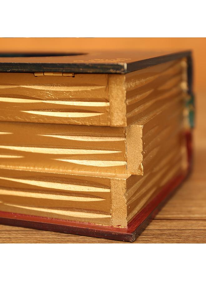 Bluejw Retro European-style Book Tissue Box Wooden Craft Paper Suction Box Simulation Hand-painted Book-shaped Large Capacity Napkin Paper Suction Box  - Image 5