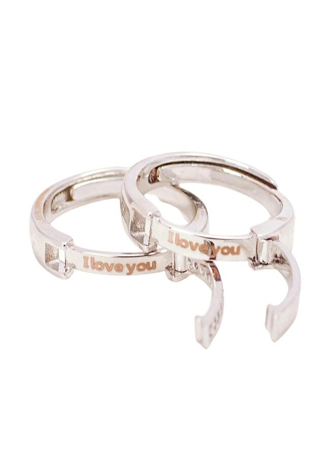 SALTY Anti Tarnish I Love You Secret Coded Couple Ring | Adjustable Fancy Jewellery Design for Men Women | Latest Fashion Accessories for Girls | Minimal Jewelry | Marriage, Birthday | Gift for Valentine Day