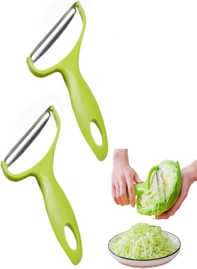 Tustao 2Pcs Green Cabbage Shredder,Vegetable Cutter Cabbage Slicer,Stainless Steel Fruit Vegetable Potato Peeler Must Have for Home Restaurants Peeling, Grating and Slicing Tools 18 * 12cm - Image 1