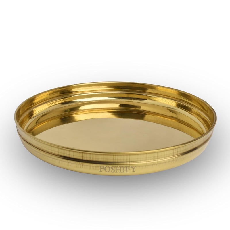 POSHIFY Pooja Thali Elegant Handcrafted Brass Thali for Puja Rituals and Spiritual Practices Traditional Indian Design for Home Decor and Puja Room Essentials - Image 1