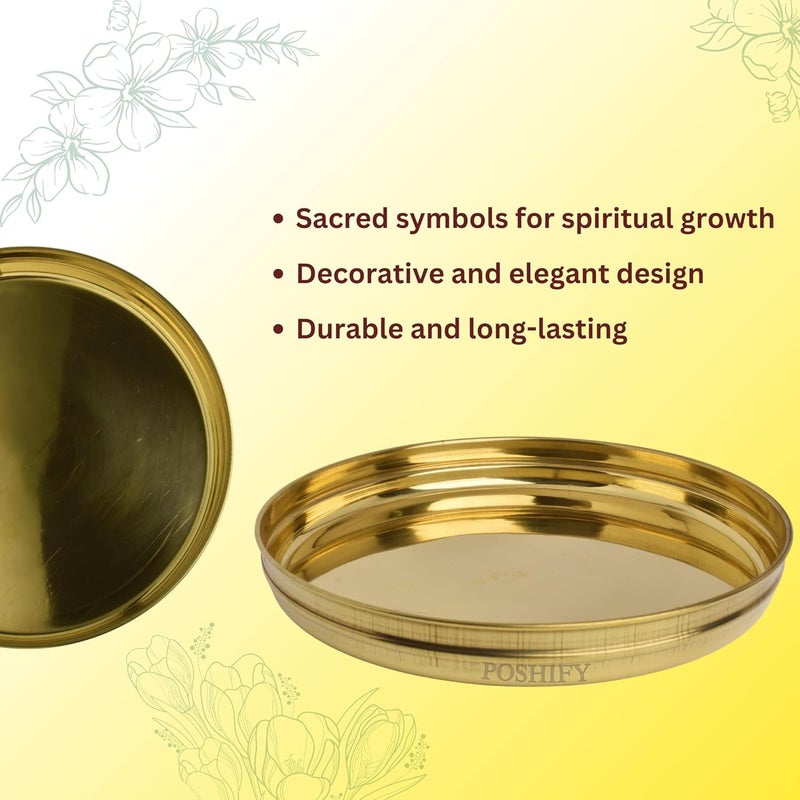 POSHIFY Pooja Thali Elegant Handcrafted Brass Thali for Puja Rituals and Spiritual Practices Traditional Indian Design for Home Decor and Puja Room Essentials - Image 4